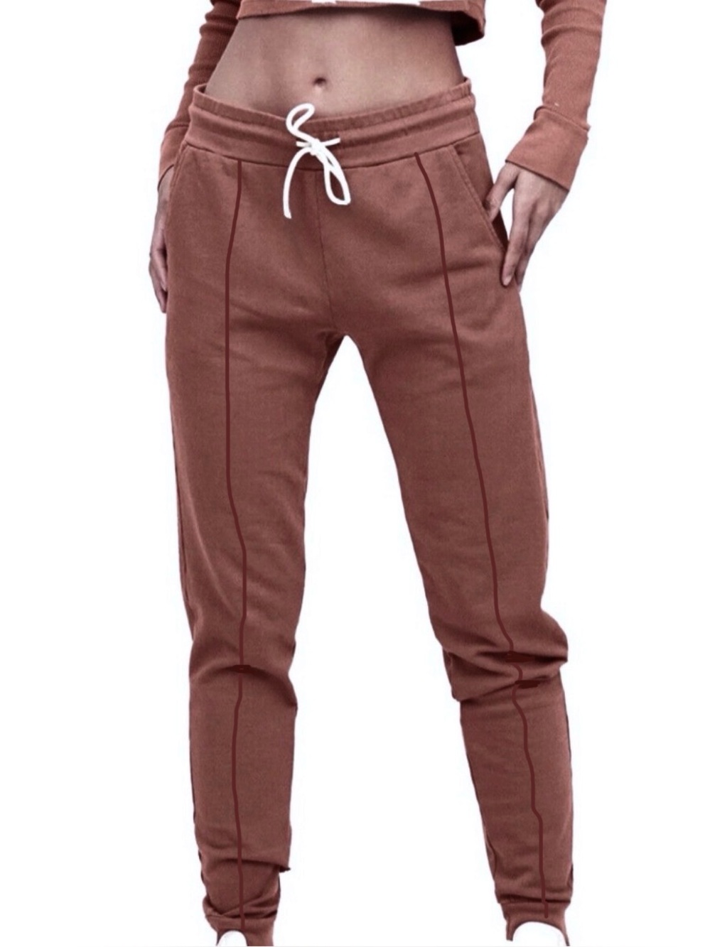 Mate The Label Fleece Front Seam Joggers in Brown